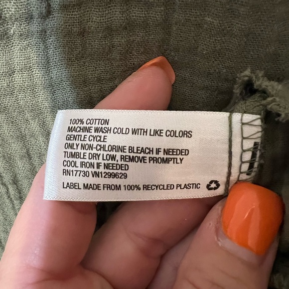 Knox Rose Hunter Green 3/4 Sleeve Deep V Neck Blouse 100% Cotton Size XXL - Picture 4 of 4